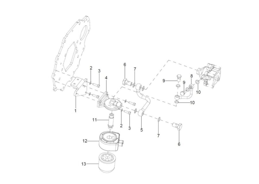 EN-13_OIL COOLER , OIL FILTER AND OIL PIPES MOUNTING