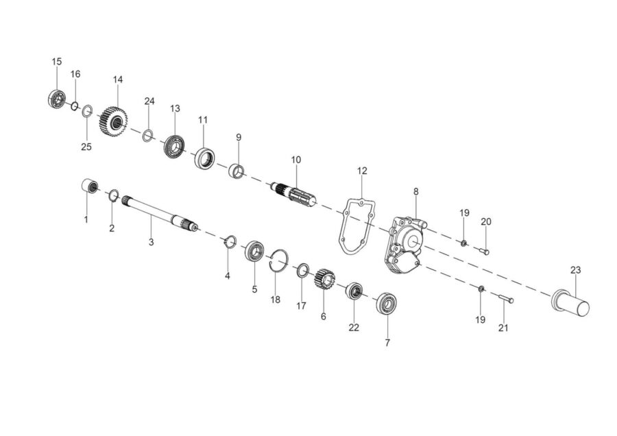 TM-9_PTO INTERMEDIATE SHAFT, GEARS & END COVER ASSY